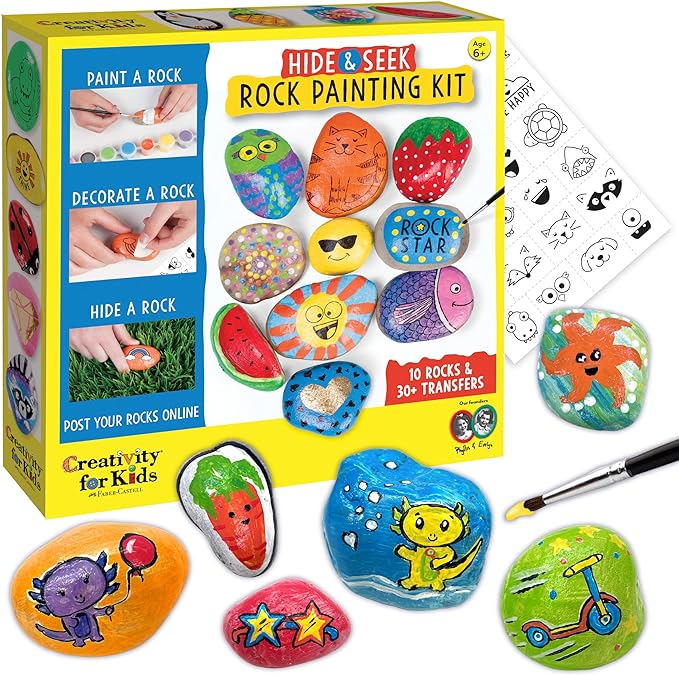 Creativity For Kids Hide and Seek Rock Painting Kit - Arts and Crafts for Kids